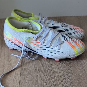 Women's Athletic Soccer Cleats - White with Neon Accents
